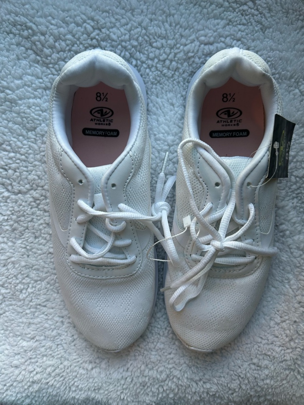 Athletic Works White Lace-Up Memory Foam Sneakers